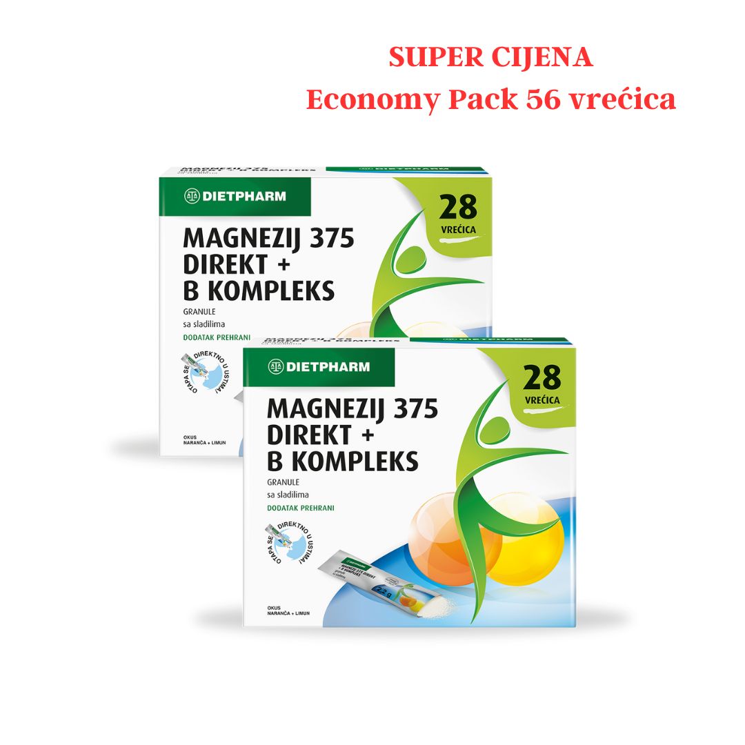 DIETPHARM Magnezijum 375 Direkt + B kompleks, 2x28 vrećica