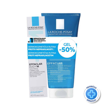 LRP EFFAKLAR DUO +M KREMA + EFFACLAR GEL ZA ČIŠĆENJE 200ML 50%